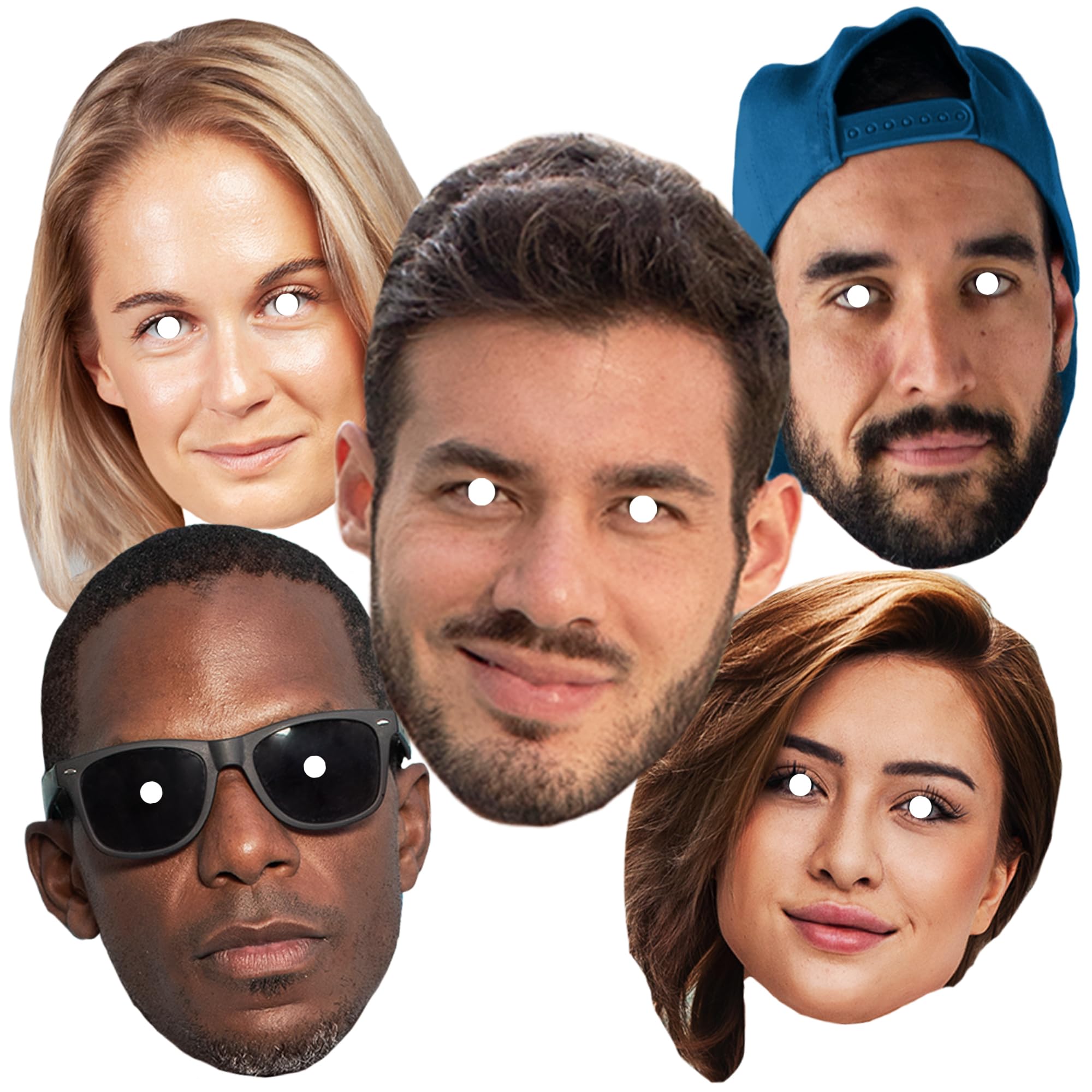 Beanprint Personalised Photo Face Masks with Elastic, Supplied CUTOUT, Party Accessory, Hen Party, Stag Parties, Birthdays, Hen party accessories (90 Masks)