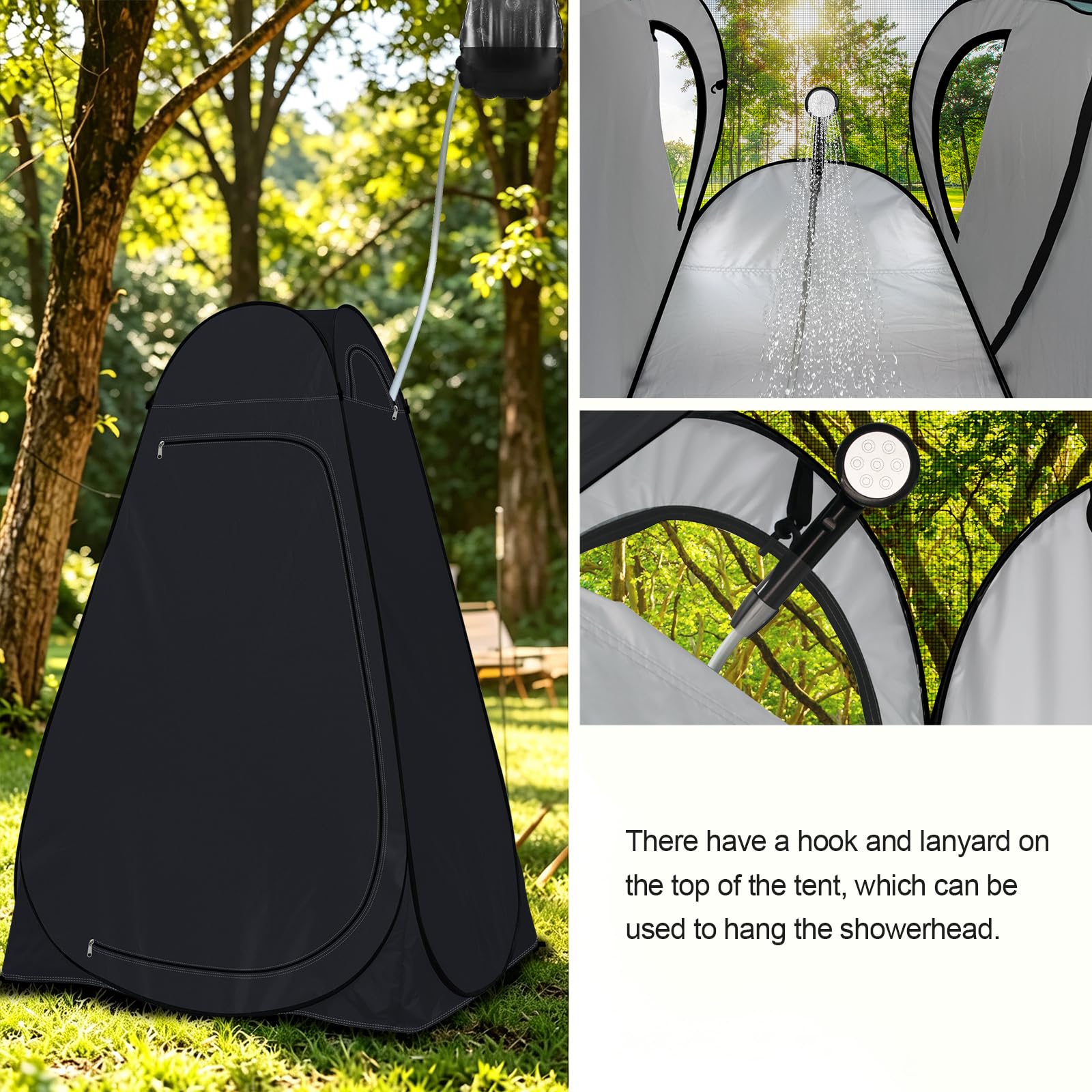 Pop Up Duschzelt Camping anngrowy Toilettenzelt mit Regenschutz und Fenstern, UV50+ Tragbares Umkleidezelt Privatsphäre Toilette Umkleidekabine, Sichtschutz Zelt für Outdoor Wandern Strand