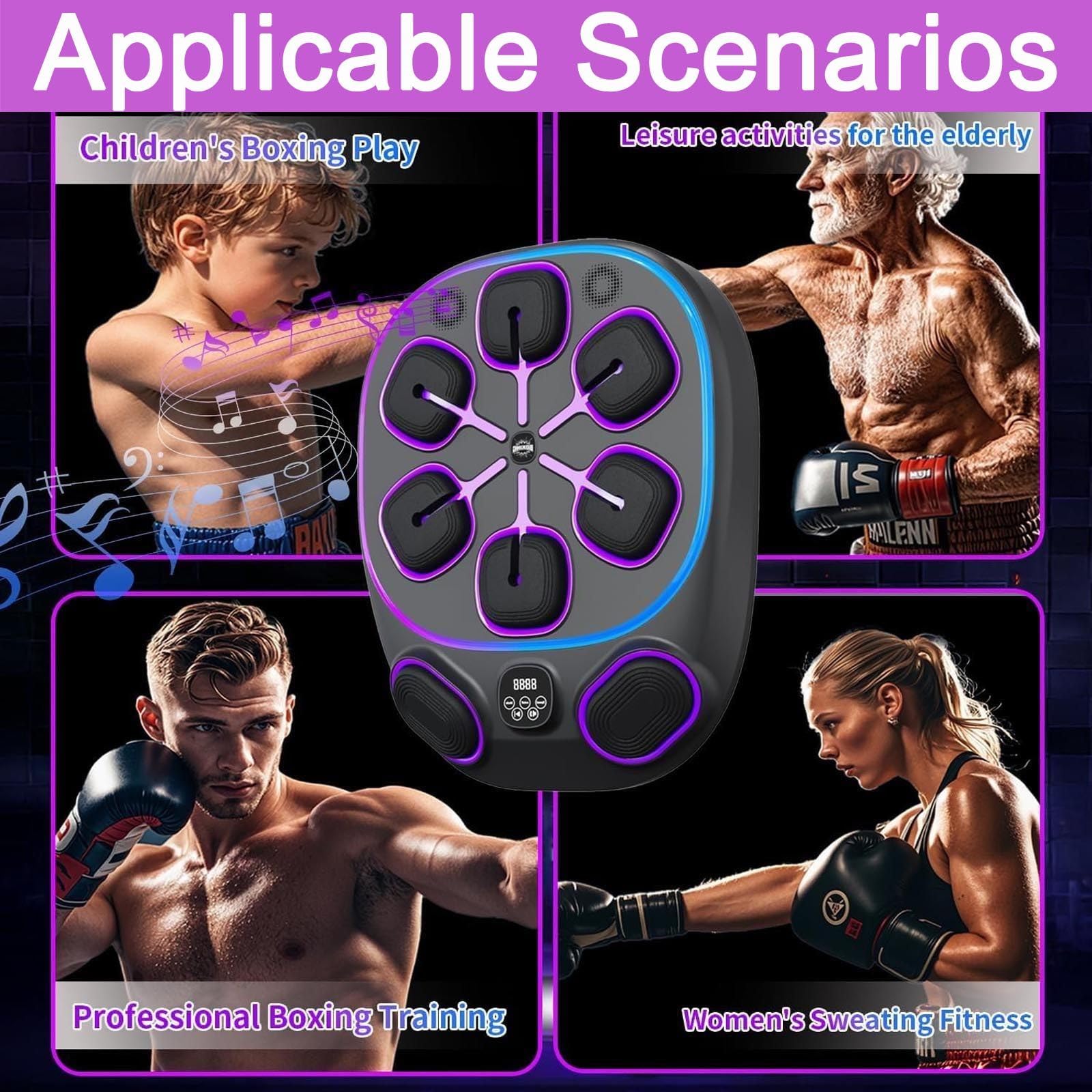 Objetivo De Boxeo MúSica ElectróNica | Entrenador Inteligente Con Bluetooth Para Montar Pared | 9 Modos De Entrenamiento/Conteo | Almohadilla De Boxeo Resistente | Para El Hogar/Gimnasio ,A