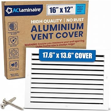 16x12 Aluminum Air Return Vent Cover Decorative Rustproof HVAC Grille for Ceiling & Wall, Easy Install, Durable AC Vent Cover for Home