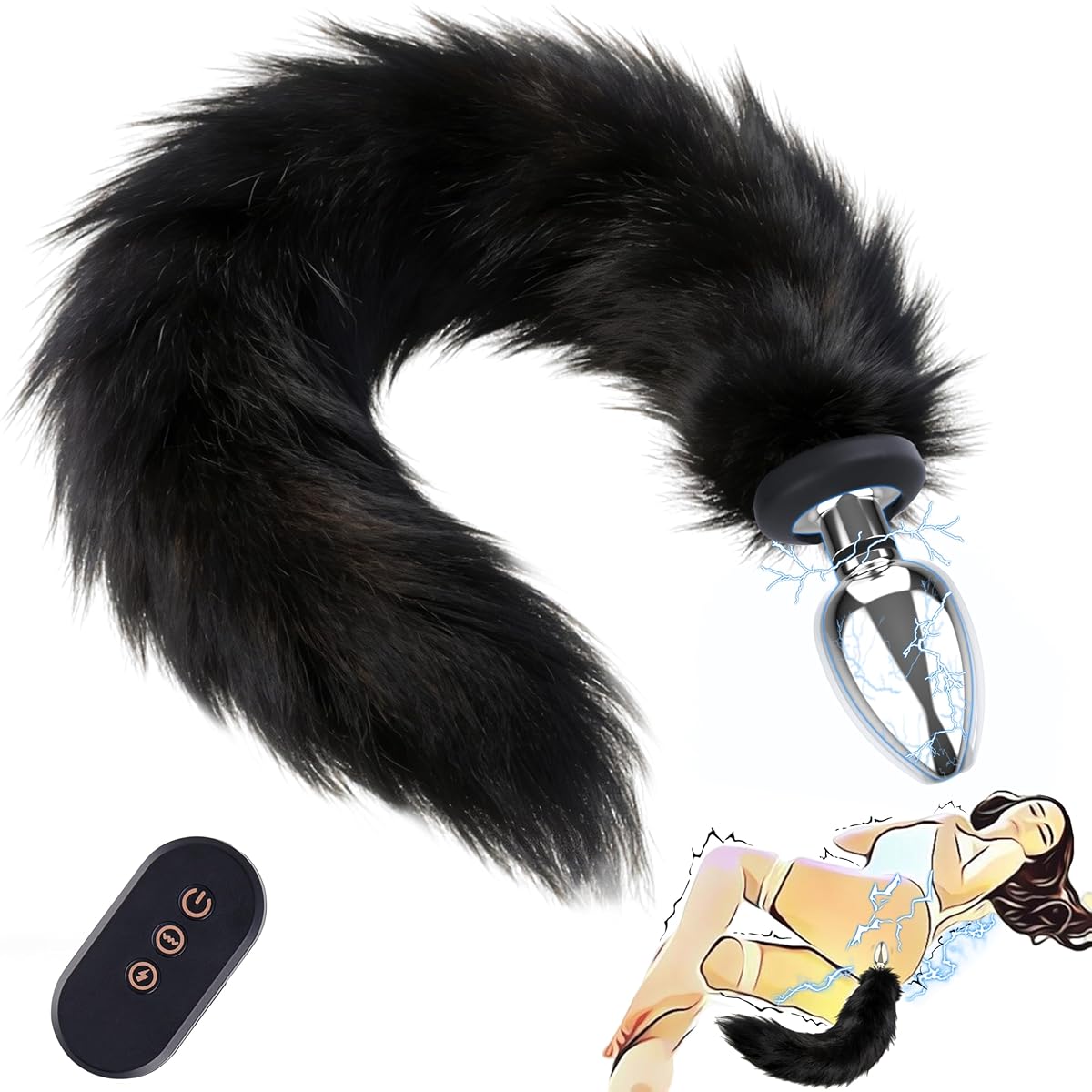 アナルバイブ 電動アナルプラグ 尻尾 アナル尻尾 電撃アナル あなるしっぽ アナルグッズ【微電気で、ふわっと立ち上がる新感覚のしびれ】バイブ 女性用 あなるばいぶ 膣トレ アナル開発 肛門ストッパー 遠隔操作バイブ 男女兼用 ステンレス製 可愛い 狐 仮装 SMグッズ 大人のおもちゃ アダルトグッズ