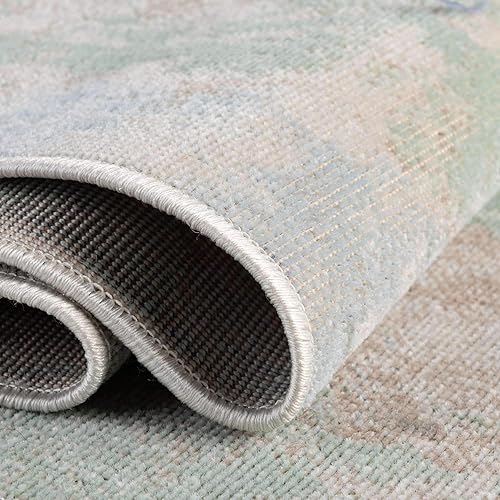 Miniatura 5 de Unique Loom Lotus Collection - Alfombra rectangular de 7 pies 10 pulgadas x 10 pies, color verde azuladoazul claro