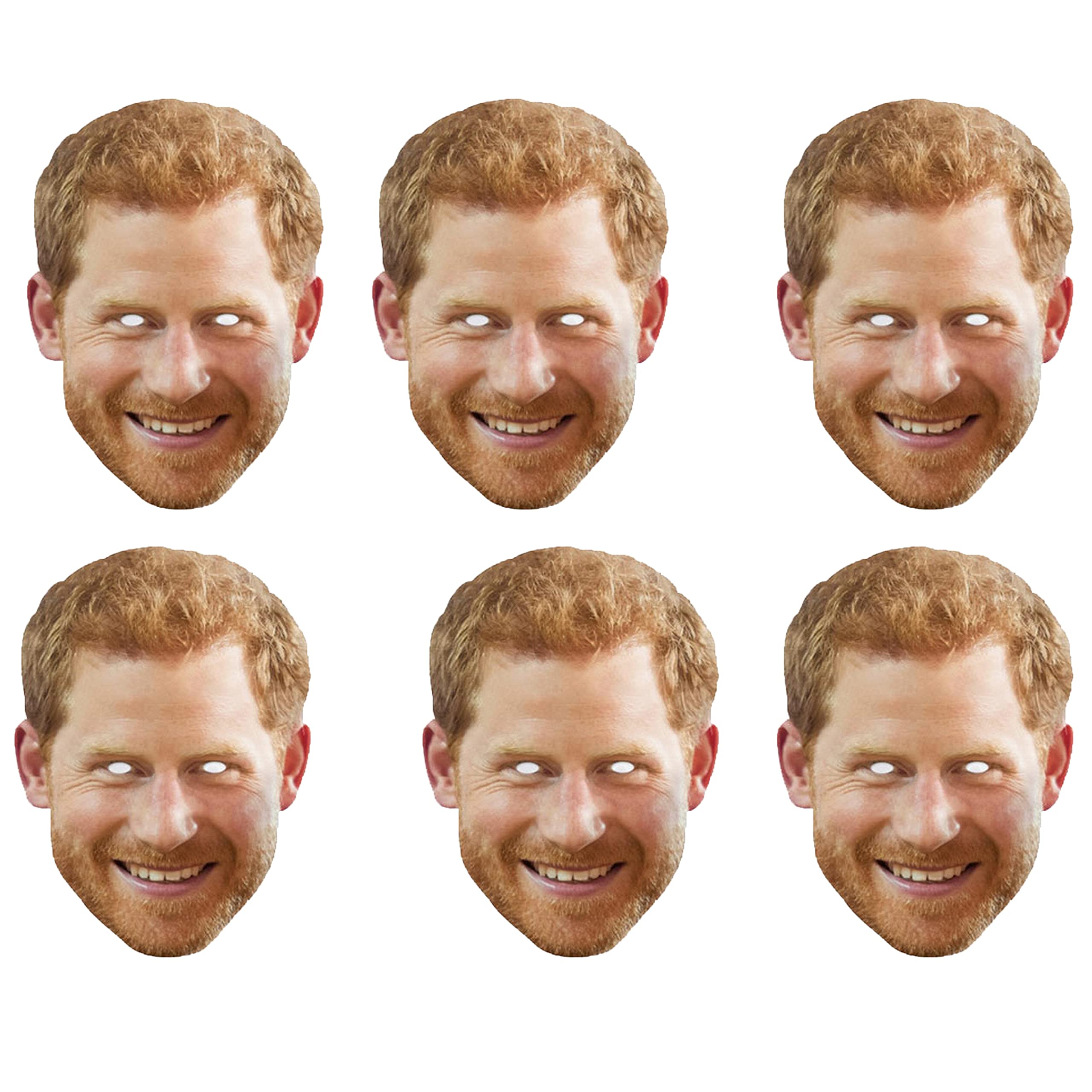 SHATCHI 5Pcs Prince Harry Royal Family Face Mask King’s Coronation Supplies Celebrities Face Masks UK Hen Night Stag Parties Fancy Dress Bulk Wholesale