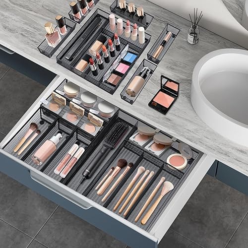 Miniatura 9 de Neudeco Juego de 5 organizadores de cajones, bandeja organizadora de cubiertos de 4 compartimentos + 4 bandejas de utensilios, organizador de