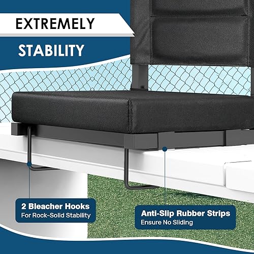 Miniatura 3 de Stadium Seats with Back Support,Bleacher Chairs with Cushion, Portable Folding Stadium Chair with Removable Cushion and Large Pocket for School