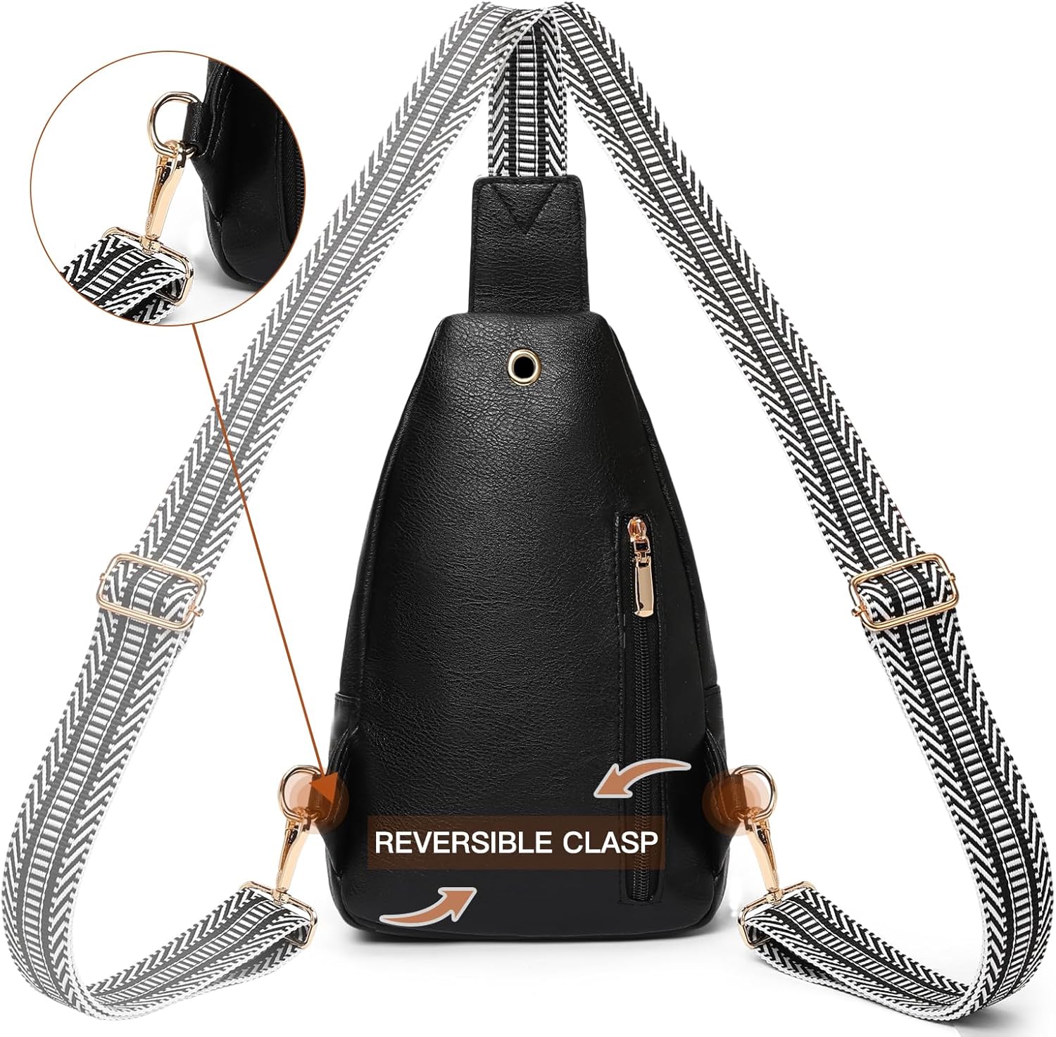 GAEKEAO Sling Bag for Women Crossbody Bags Vegan Leather Fanny Pack Chest Trendy Shoulder Bag for Travel Everyday Vacation - Image 5