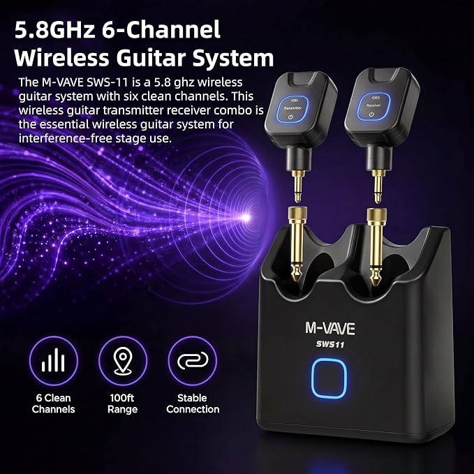 M-VAVE SWS-11 Sistema inalámbrico para guitarra 5.8 GHz miniatura 2