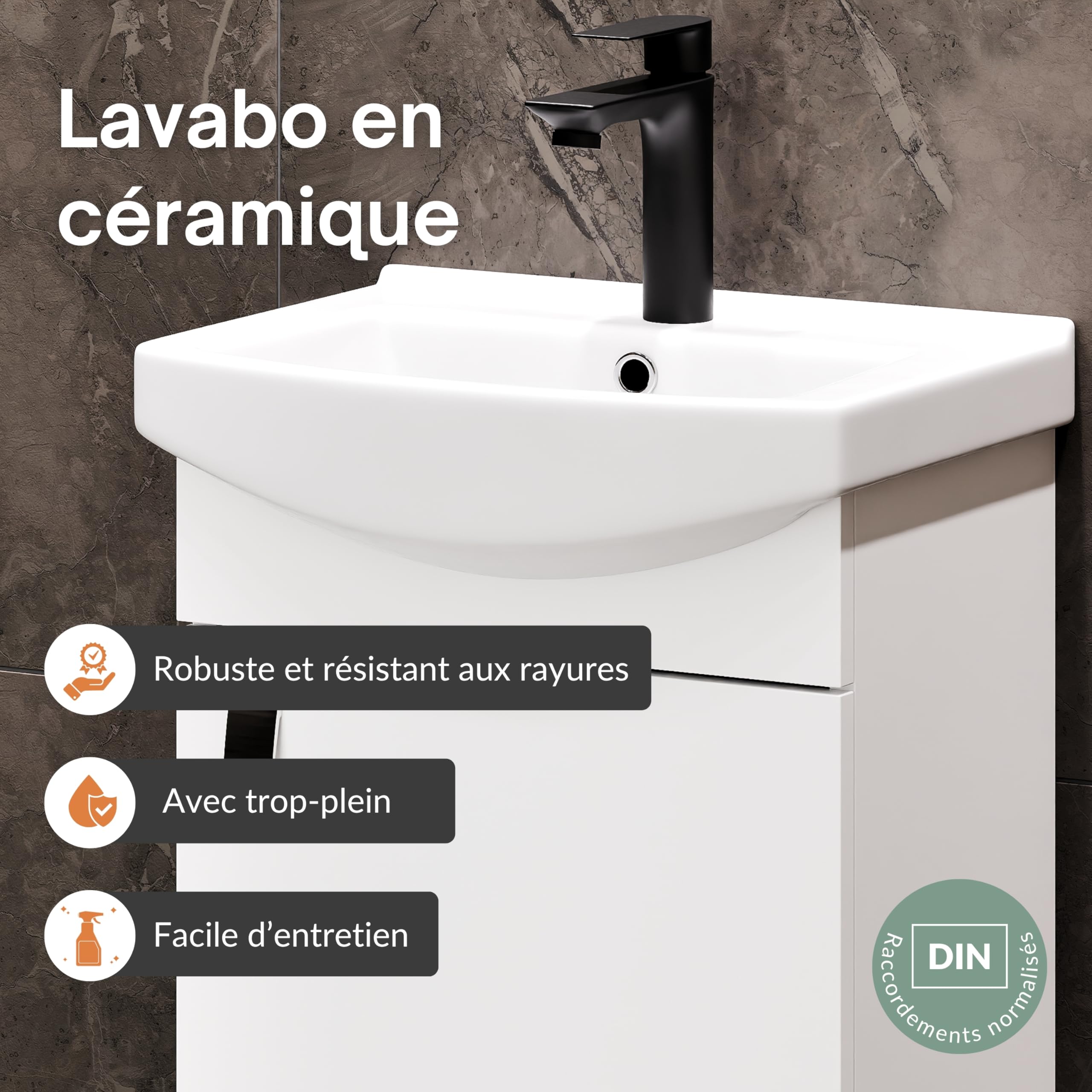 Planetmöbel Ensemble de Meubles de Salle de Bains Lavabo