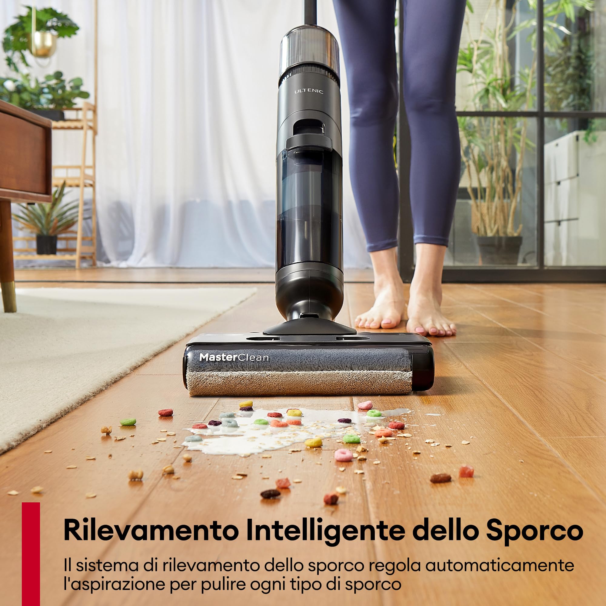 Ultenic Lavapavimenti Senza Fili, 50 Min, 16KPA, Aspirapolvere Senza Fili a Secco e Umido, Scopa Elettrica Autopulente, Display a LED, Rilevamento delle Macchie, per Pavimenti Duri