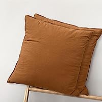 Vista 34 de MooMee Juego de 2 fundas de almohada 100% algodón lavado con textura parecida al lino, transpirable, duradera, suave y cómoda