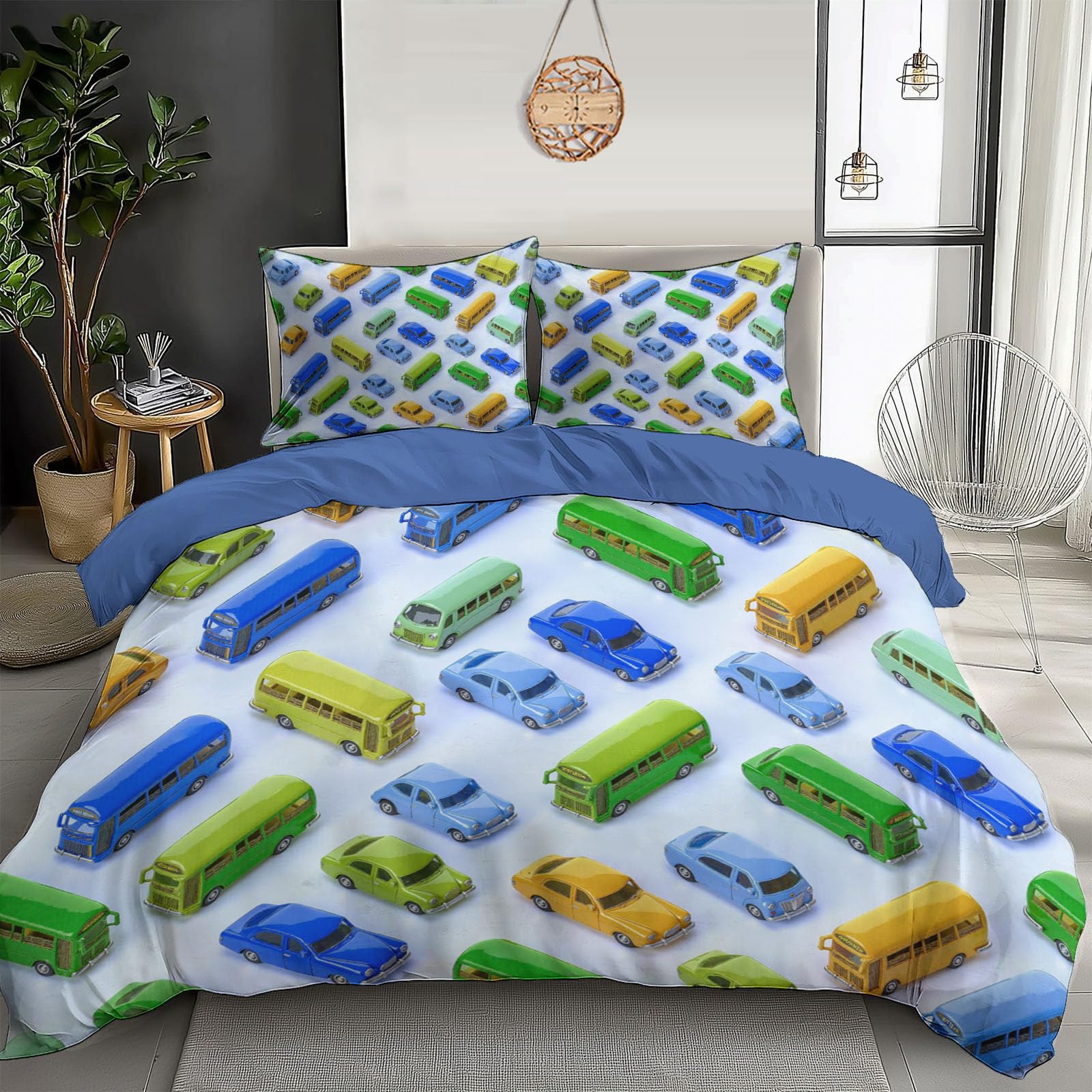 Parure de lit 200x200 motif voiture pour transformer la chambre en terrain de jeu