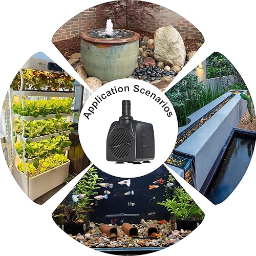 Miniatura 6 de Bomba sumergible con cable de alimentación de 160 GPH de 10 pies, protección contra sobrecalentamiento, bomba de agua con elevación de 4 pies para