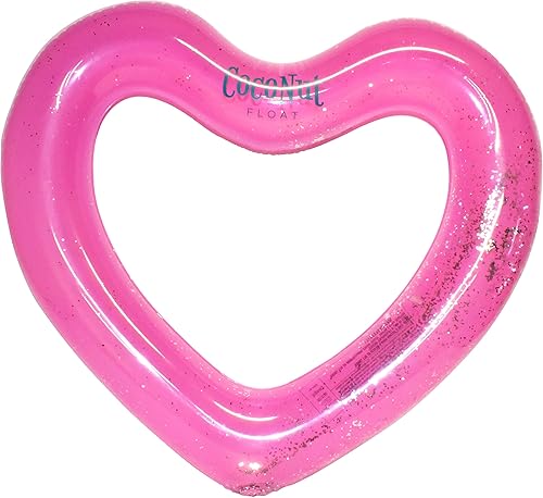 Miniatura 10 de Glitter Heart Pool Floats by CocoNut Float  Inflatable Pool Ring  Durable Long Lasting Lounge Tube and Water Toy  Fun Decoration for Parties, Events