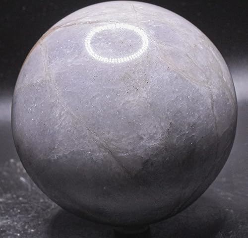 Miniatura 4 de Enorme esfera de ónix blanco de 3.8 pulgadas, 2.67 libras, esfera de calcedonia peruana natural pulida, piedra preciosa de cristal mineral + soporte