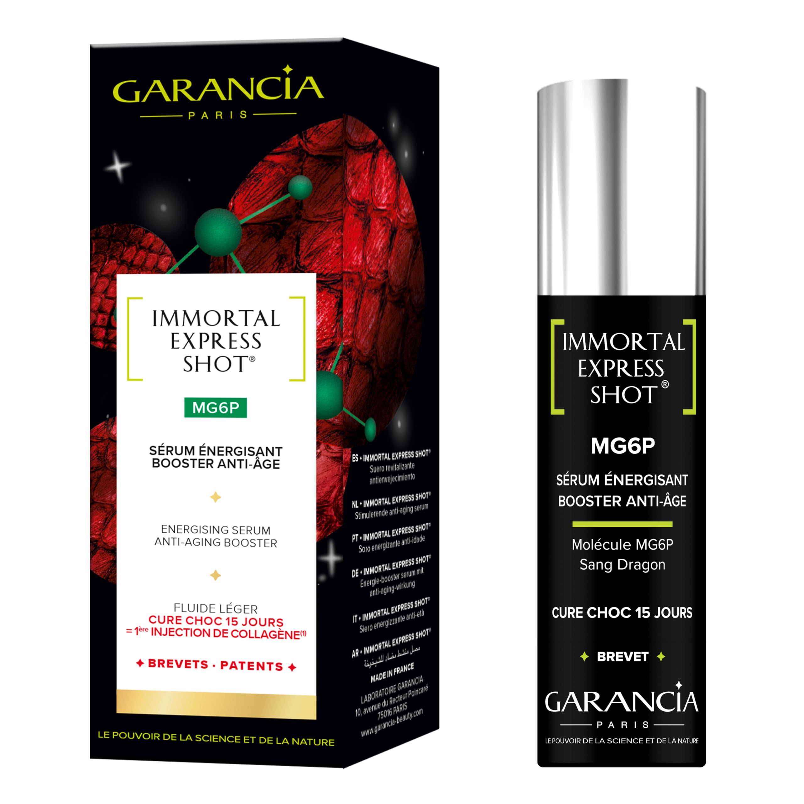 Garancia Immortal Express Shot Sérum MG6P Énergisant Booster Anti-Âge 15ml