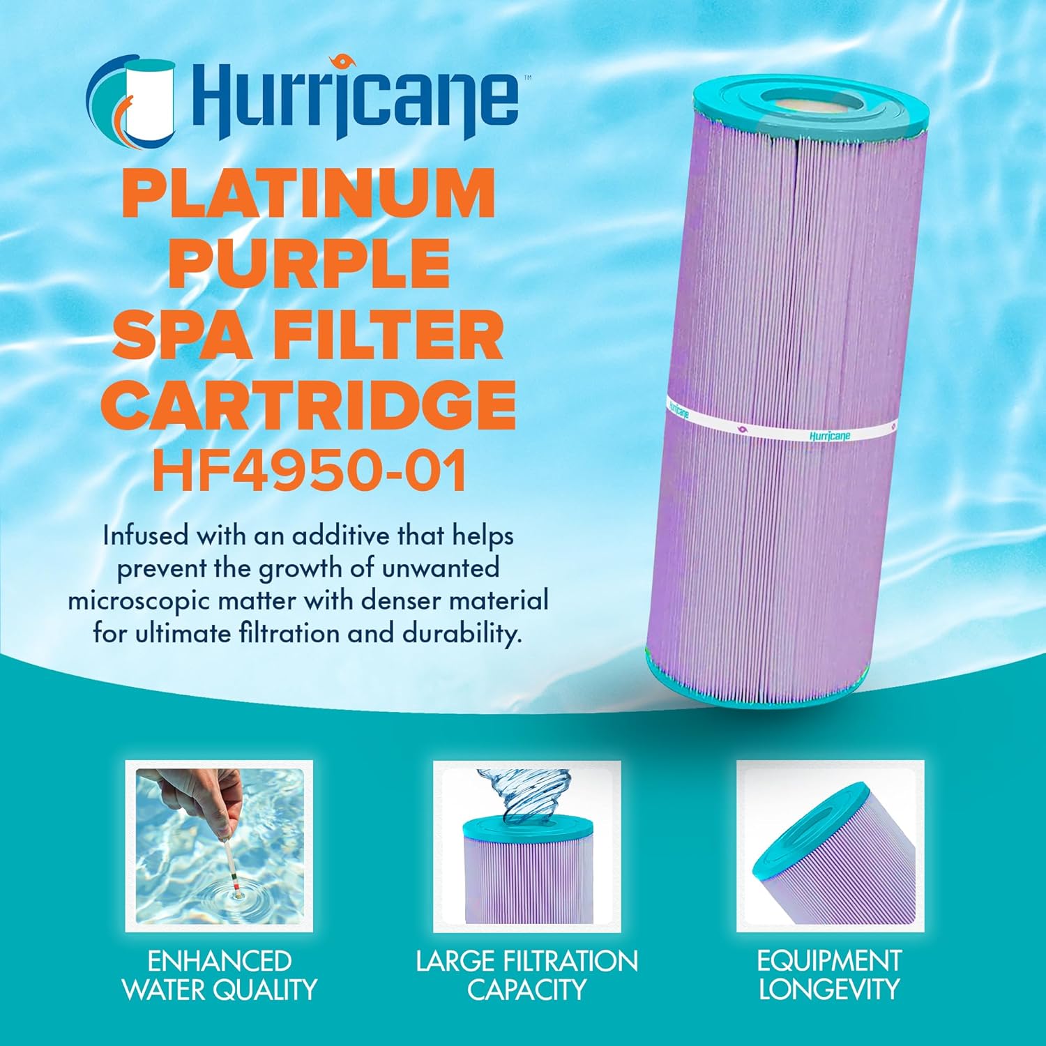 Hurricane Filter HF4950-01P Platinum Purple Spa Filter Cartridge - Replacement for PRB50-IN, Unicel C-4950, Filbur FC-2390, Dynamic Series IV DFM, DFML, Series II & III RTL/RCF-5 - Image 2