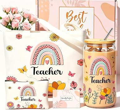 DHQH Best Teacher Gifts Teacher Appreciation Gifts Set Box,16 oz Insulated Tumbler for Women,Funny Thank You Mothers Day for Teachers