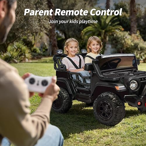 Miniatura 4 de Coche eléctrico de 2 plazas, coche de juguete de paseo de 12 V para niños 4-8 con control remoto, neumáticos EVA, color negro