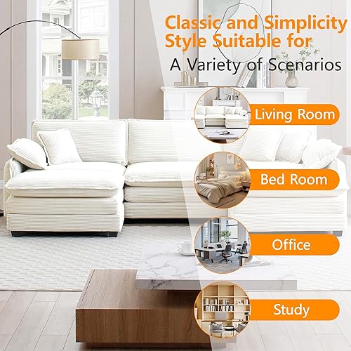 Miniatura 6 de Sofás seccionales de 115 pulgadas para sala de estar, sofá modular en forma de L con diván, sofá moderno con otomana para apartamento, espacio