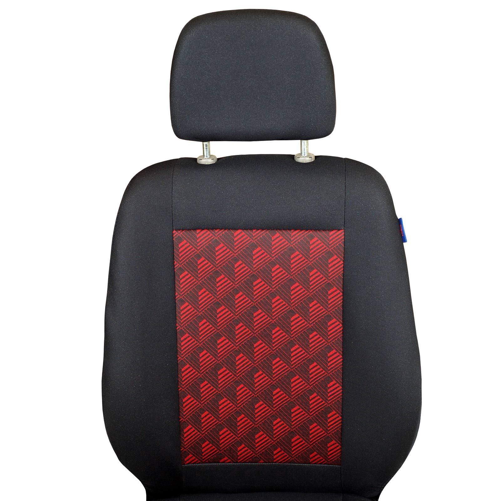 Fundas De Asiento para Nissan Vanette - Conjunto De Fundas 1+2 - Color Premium Negro con Efecto 3D Rojo