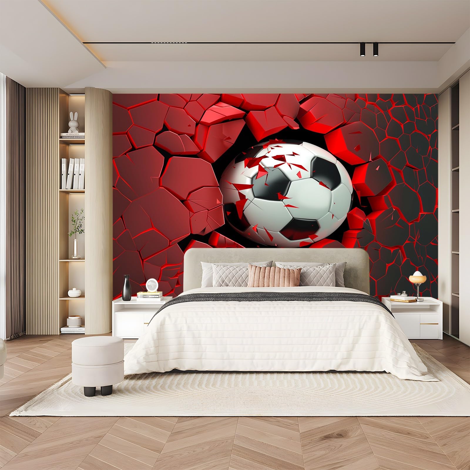 Carta da parati 250 x 175 cm Fotomurali in TNT Murale alla moda Decorazione da Muro Rosso Poster Gigante Design Carta perFootball rosso e nero