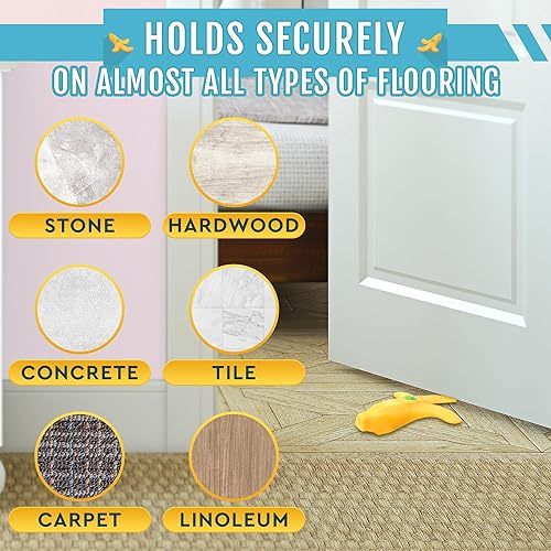 Miniatura 5 de Bonito tapón de puerta – Topes decorativos de plátano para la parte inferior de la puerta, flexible y antideslizante, tamaño conveniente (7.48 x 5.9