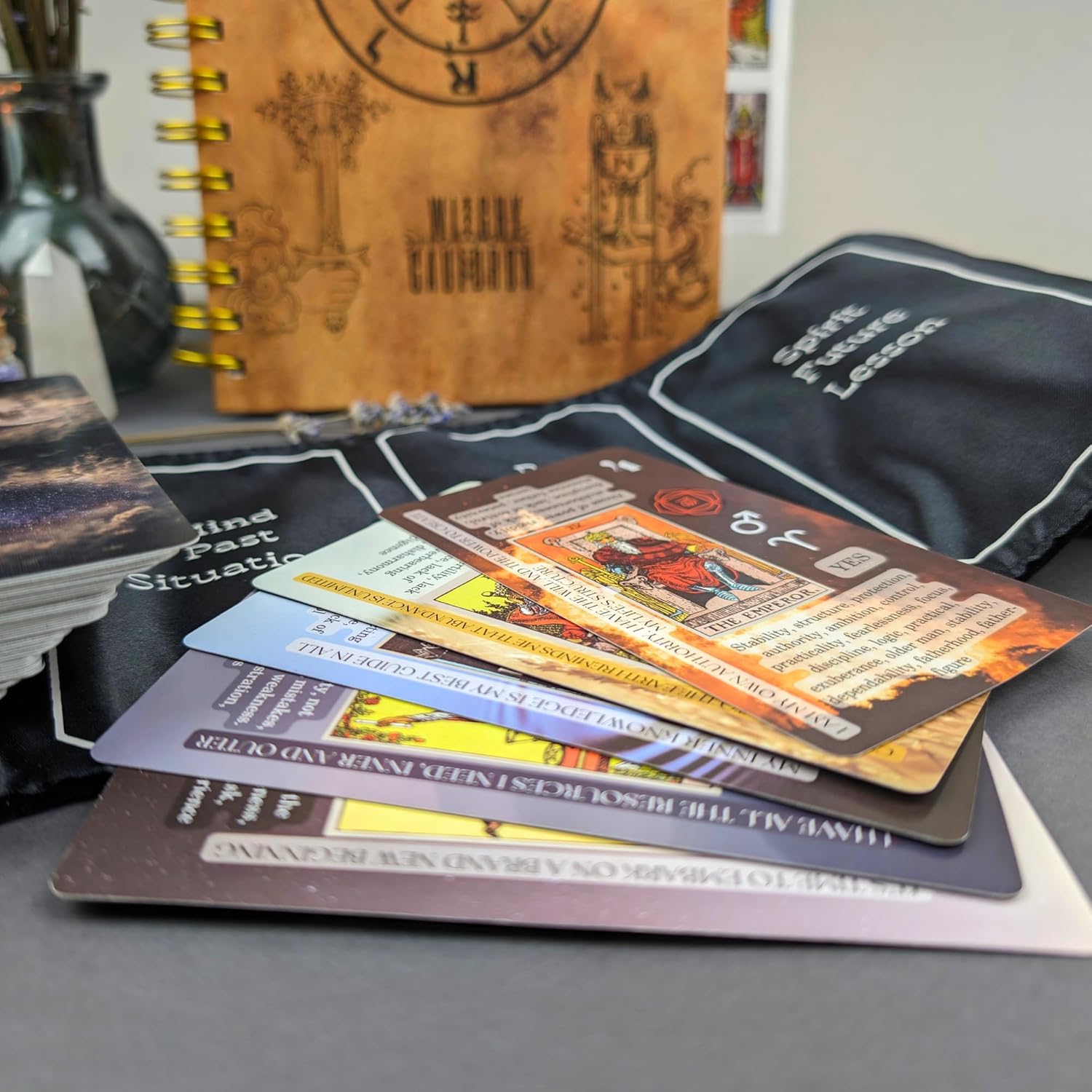 Witchy Cauldron Tarot Learning Set for Beginners: Learning Cards for Beginners, Satin Holder and Tarot Journal for Planning Spiritual (Black)