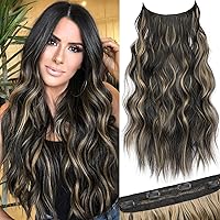 Vista 51 de KooKaStyle - Extensiones de cabello con hilo invisible, diadema transparente, ajustables, 4 clips fijadores, cabello largo y ondulado de 12