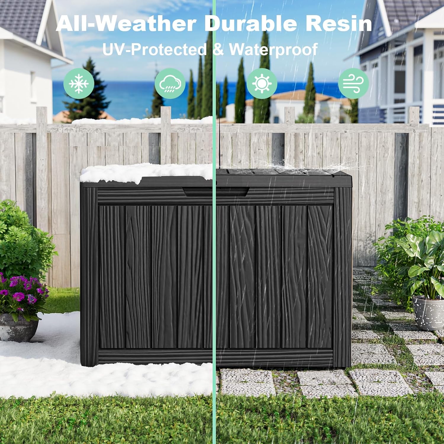 45 GallonOutdoor Storage Box,Resin Deck Boxes Waterproof, IndoorOutdoor Bin for Package Delivery, Patio Cushions, Gardening Tools, Lockable, UV Resistant - Image 7