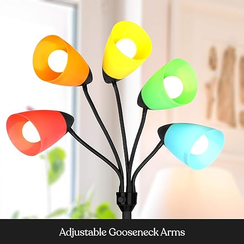 Miniatura 3 de Brightech Medusa - Lámpara de pie LED. Lámpara de pie ajustable con múltiples cabezales para sala de estar, dormitorio o habitación de los niños.