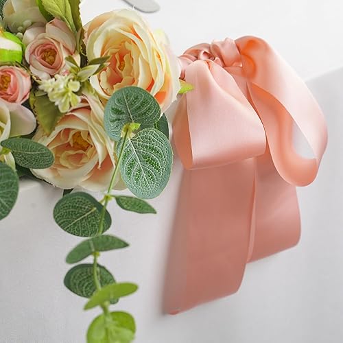 Miniatura 7 de MEEDEE Cinta de seda rubor, cinta de pelo de seda rosa de 2 pulgadas, 5 yardas en carrete, perfecta para manualidades, decoración de boda, ramo de