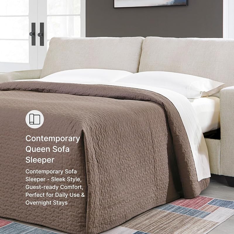 Signature Design by Ashley Aviemore 85-in Queen Sleeper Sofa, Stone image 6