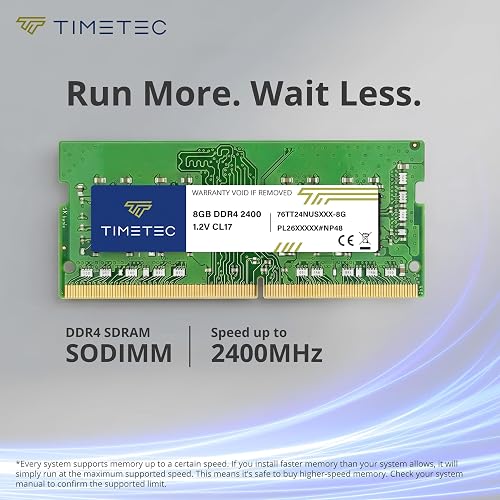 Timetec 8GB DDR4 2400MHz (PC4-2400T) PC4-19200 SODIMM Laptop RAM – 260-Pin 1.2V CL17 Non-ECC Unbuffered Memory Module for Laptop, Notebook, Mini PC, All-in-One - 4