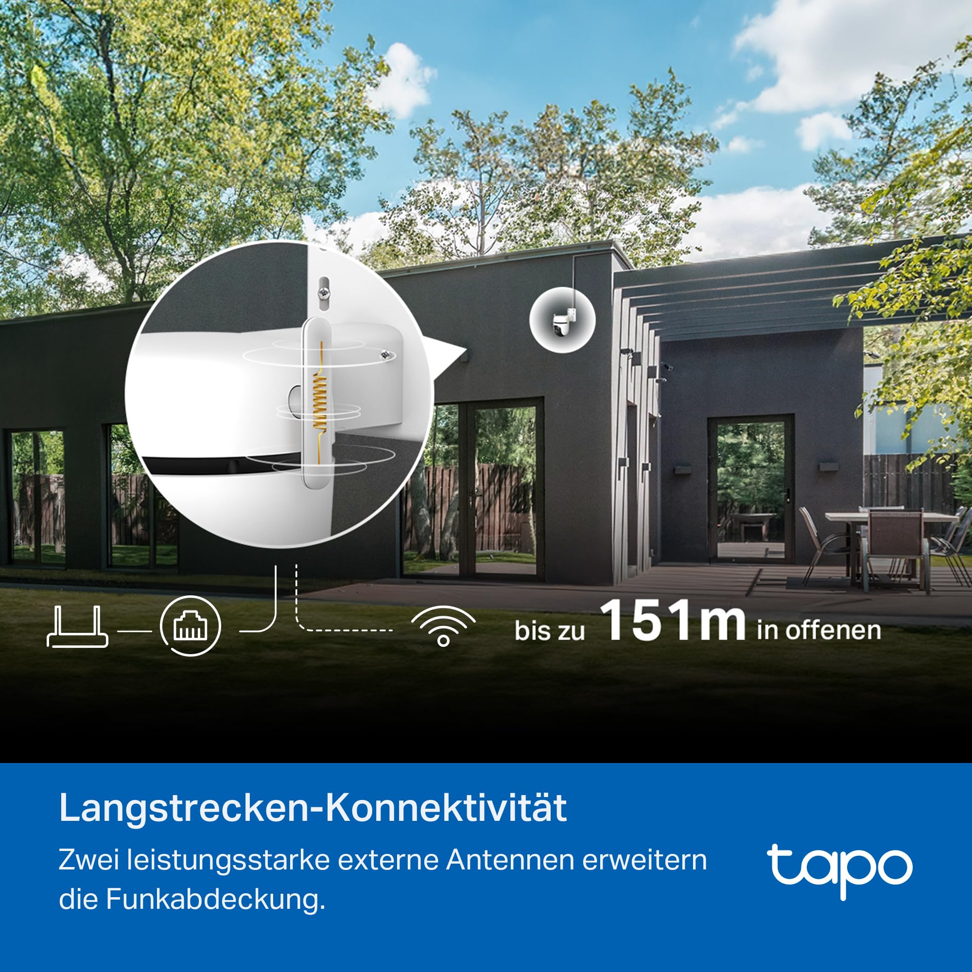 Tapo C530WS 360° Überwachungskamera Außen, 3K 5MP, Starlight Farbe Nachtsicht, KI-Erkennung, Bewegungsverfolgung, WLAN oder Ethernet, microSD-Karte bis zu 512 GB