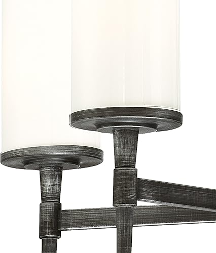 Miniatura 4 de Westinghouse 6324700 Courtfield - Candelabro de interior de cinco luces, acabado de aluminio envejecido con cristal de ópalo blanco