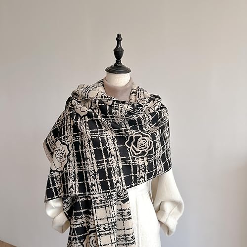 Miniatura 7 de iCuviy Bufandas grandes y suaves de pashmina, chales y envolturas para mujer, bufandas con sensación de cachemira