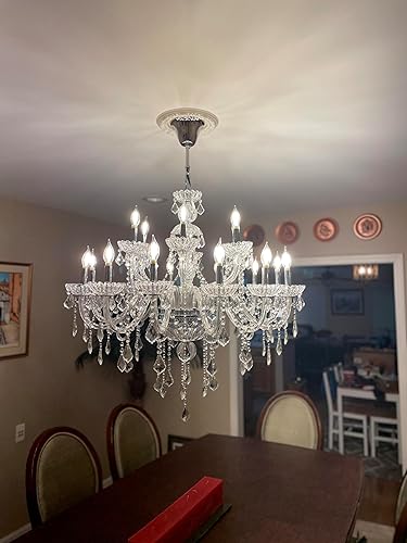 Miniatura 4 de HungGwun - Candelabro de cristal transparente K9 de 18 luces, moderno, lujoso, lámpara colgante de techo, cocina, sala de estar, iluminación para