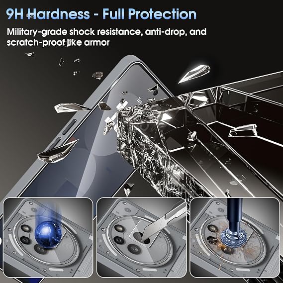 QULLOO Screen Protector for Nothing Phone 3A Pro, [2+2 Pack] Tempered Glass & Camera Lens Protector, HD Anti-Scratch Easy Installation Protective Glass Film