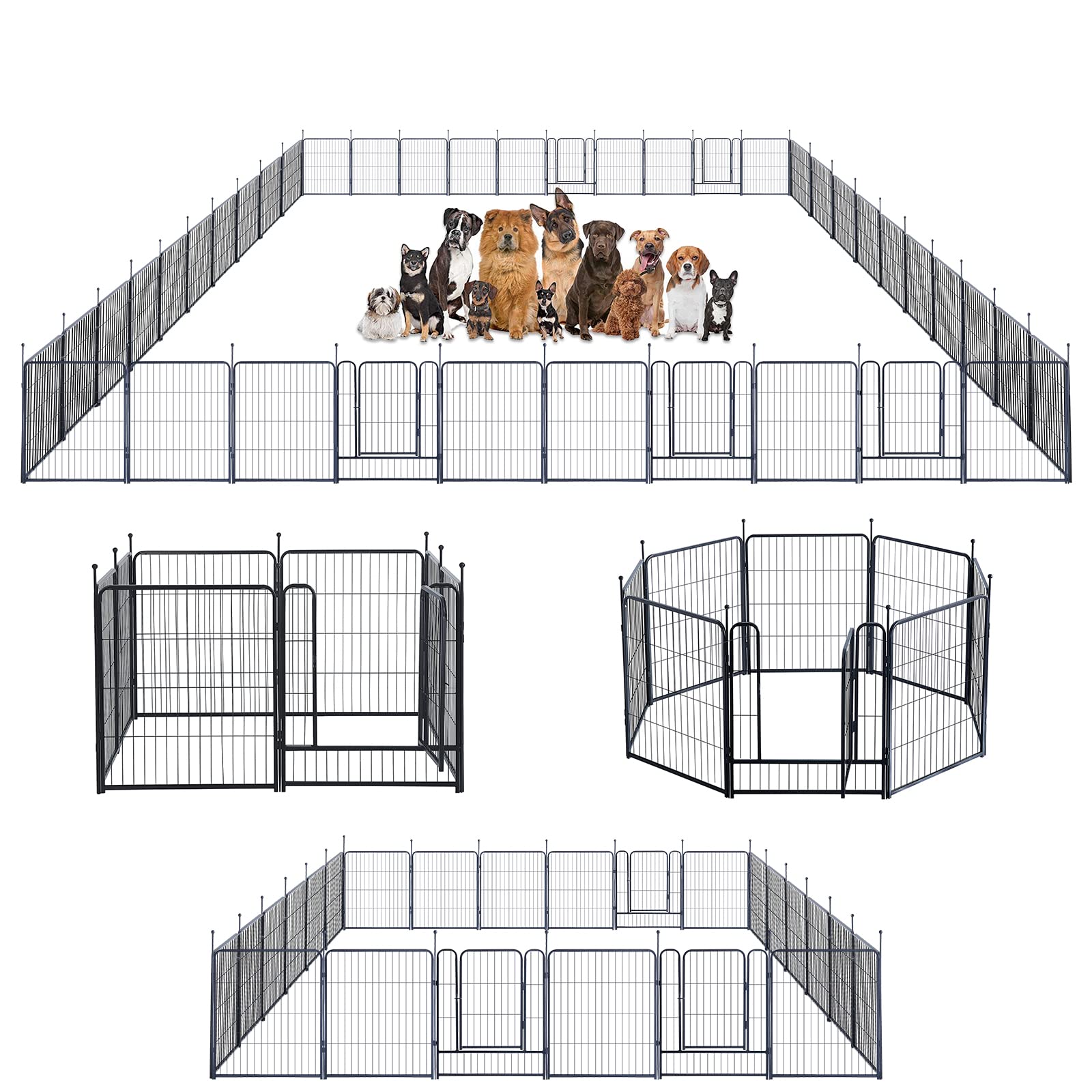 Dog Playpen,Portable Outdoor Dog Fence, Dog Playpen for Large/Medium/Small Dogs, Dog Fences for The Yard,with Doors Foldable Metal (32 inch, 40 Panels