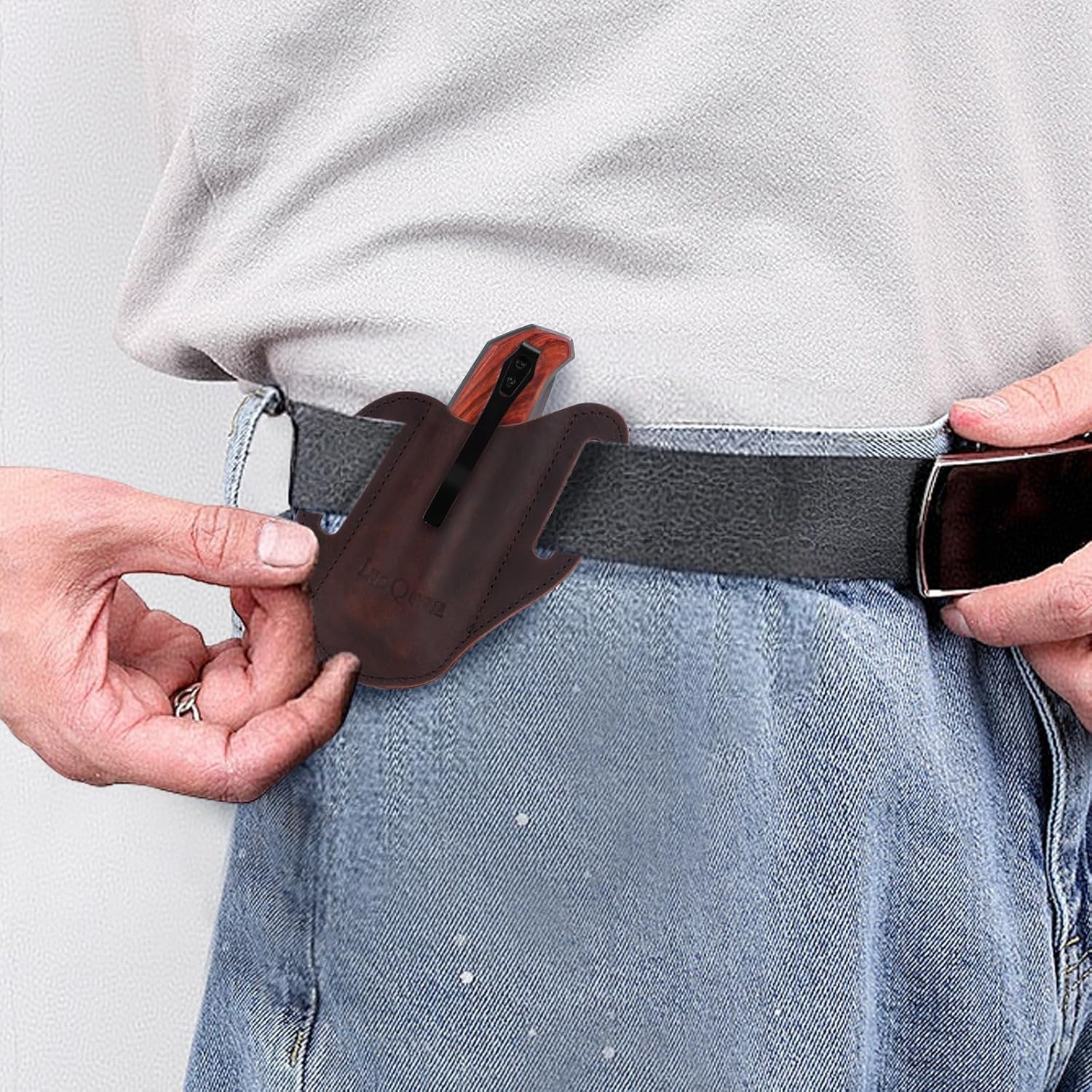 Scabbard Multi Functional Tool Sleeve, Leather Box Bag for Waist Belt - Compatible with Leatherman, Gerber, SOG and Similar Sizes of Multifunctional Tools - Tilted and Easy to Slide