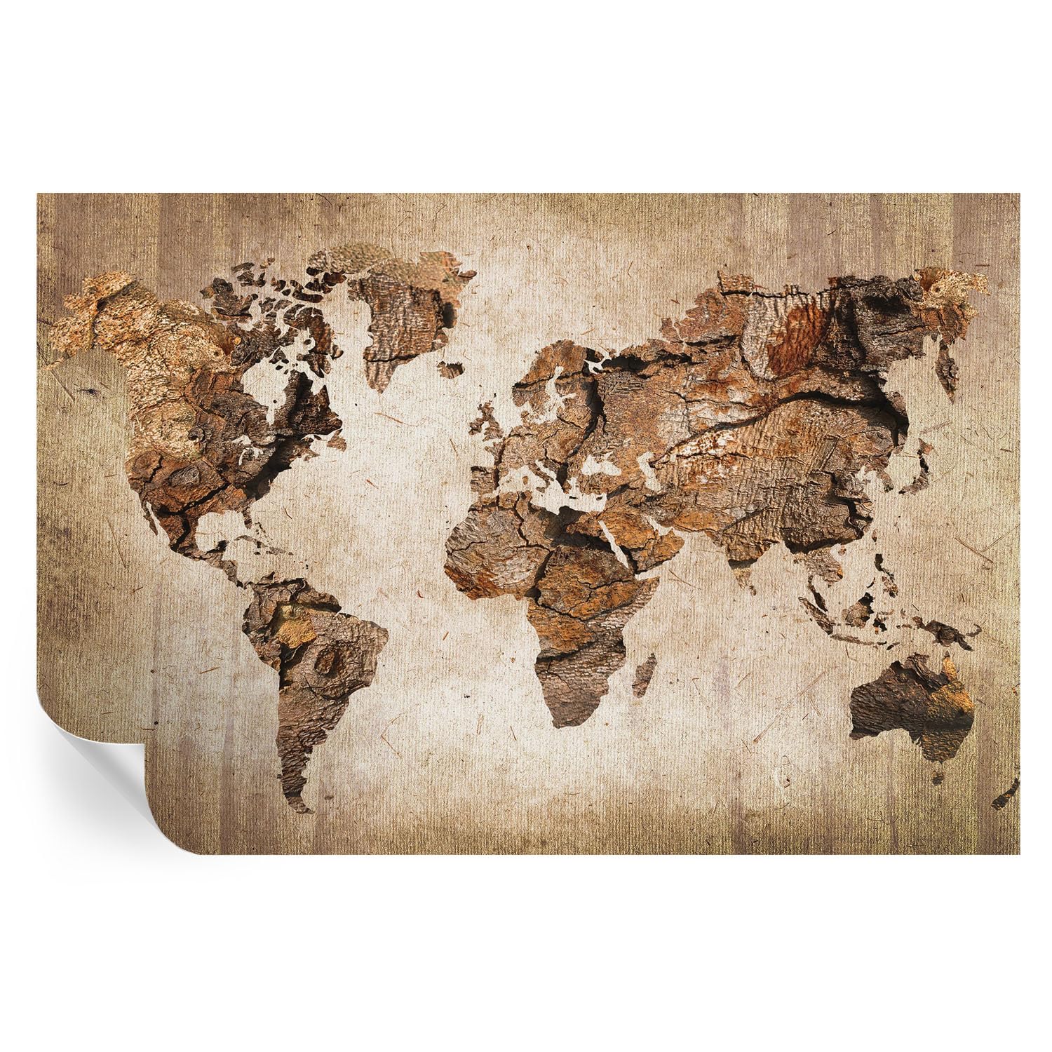 Mapa de madera decorativo de 104x70 cm: un vinilo práctico y rápido