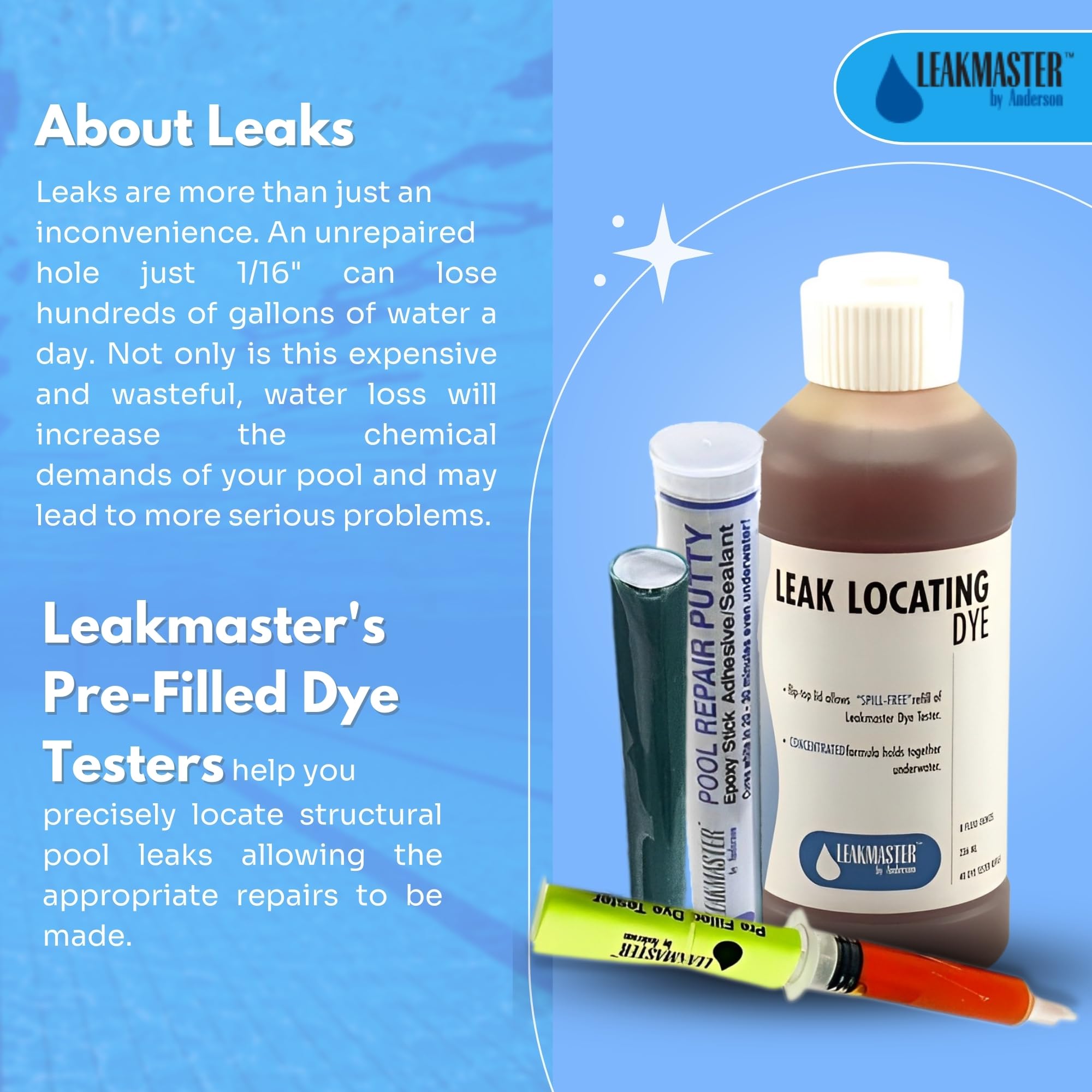 Snapklik : Pool Leak Dye Test Refill For Leakmaster - Spa/Party