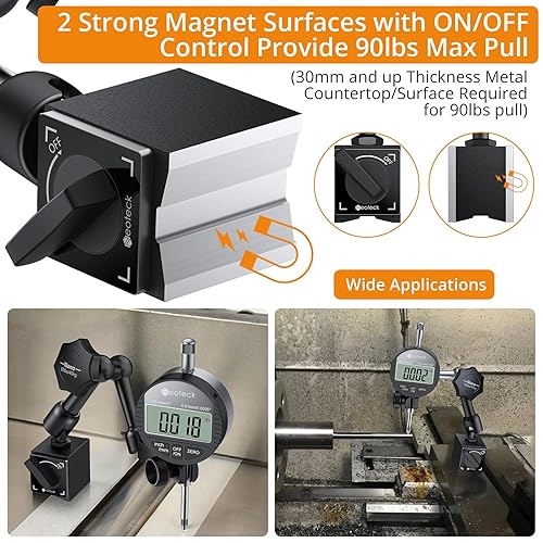 Miniatura 42 de Neoteck Indicador de dial digital y base magnética con estuche de almacenamiento de 0-1 pulgada/1.000 in, 0.0005 pulgadas/0.000 in, herramienta