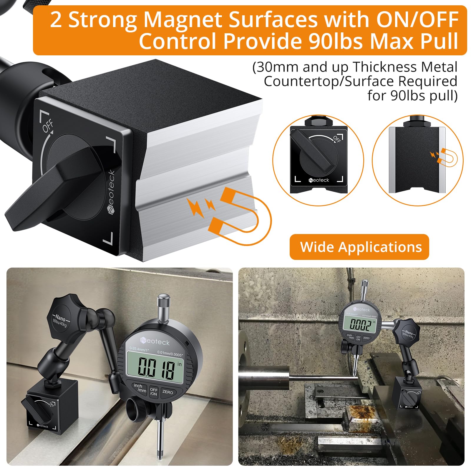 Digital Dial Indicator Set - 90lb Magnetic Base -4