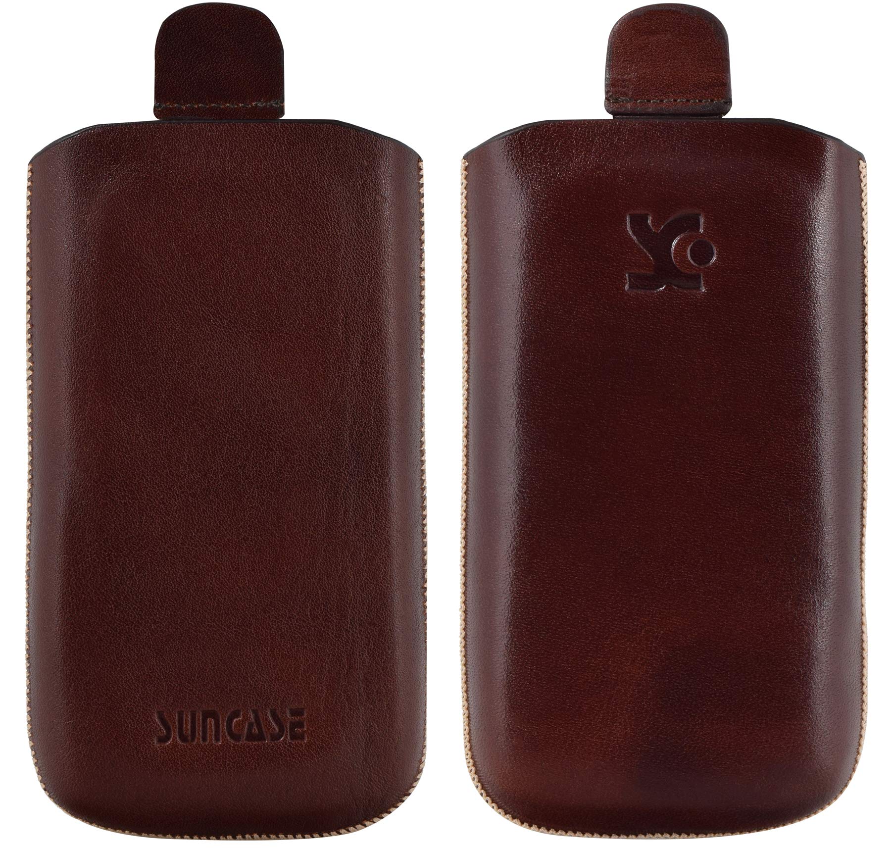 Suncase Custodia In Pelle Per Emporia Smart 3 – Slim-Edition, Fatto A Mano, Con Linguetta E Chiusura Magnetica, Colore Cognac