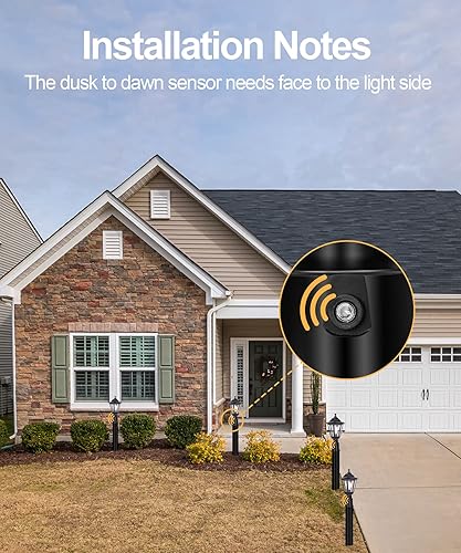 Miniatura 6 de FUDESY Luz de poste con sensor de atardecer a amanecer, farol de poste impermeable con base de montaje en muelle, lámpara de plástico exterior, para