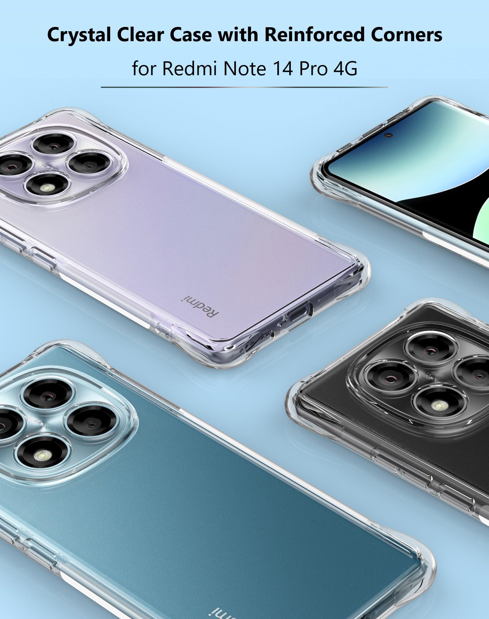 BEEJTUNY Case For Xiaomi Redmi Note 14 5G, Transparent Protective Cover With Gradient Glitter, Soft And Beautiful Bumper Shell, Stylish Shockproof Cover. Black - View #9