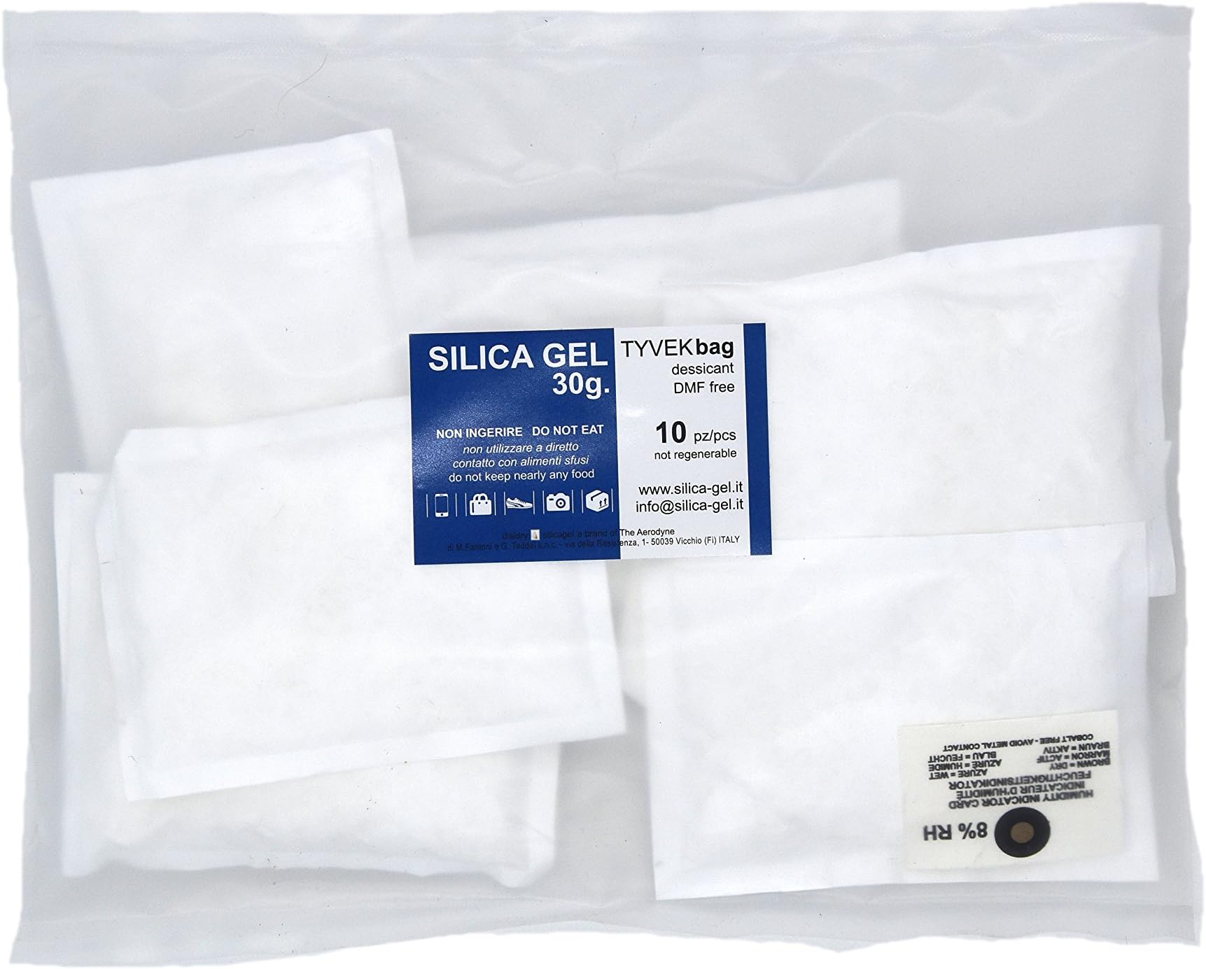 10 silica gel 30 grams TYVEK bags. Dust-proof with DuPont Tyvek envelope.