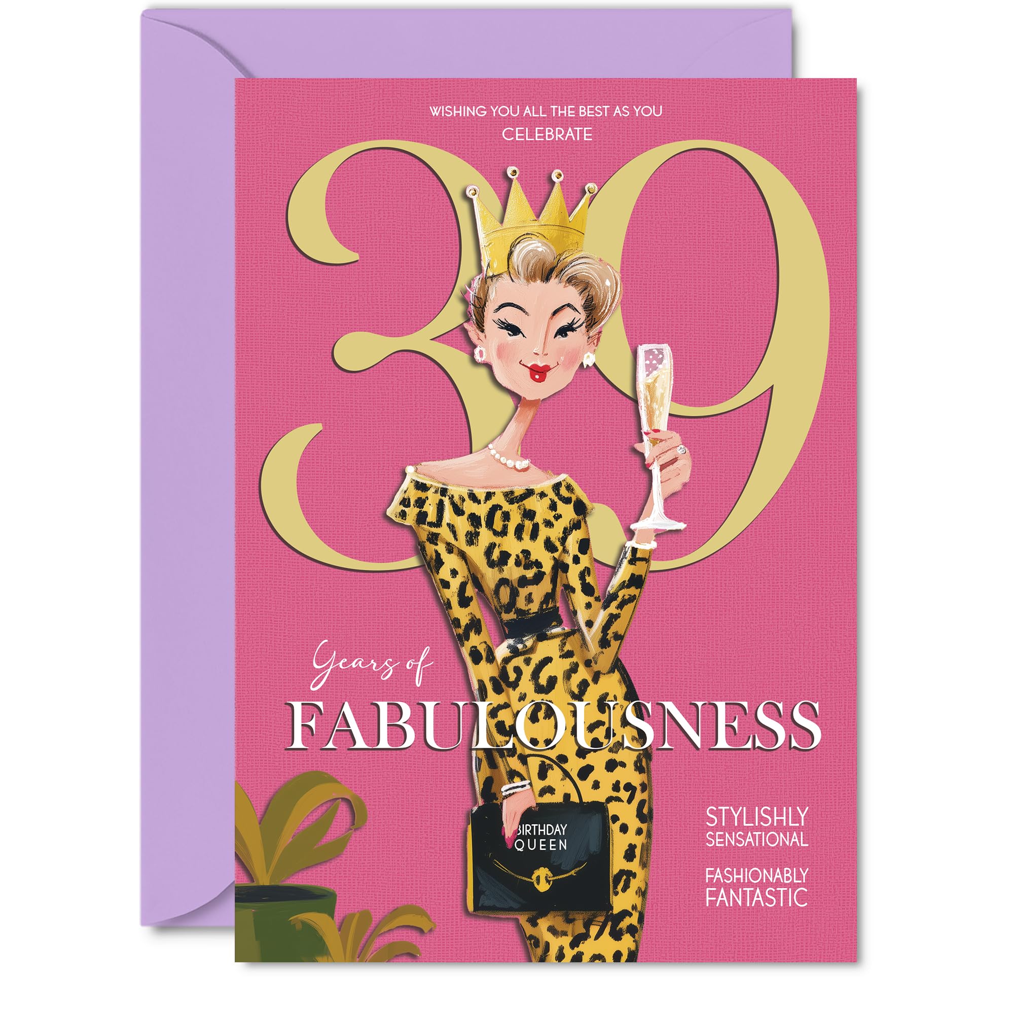 39th Birthday Cards for Women - Years Of Fabulousness - Happy Birthday Card for 39 Year Old Woman Colleague Neighbour Friend Sister, A5 Bday Greeting Cards