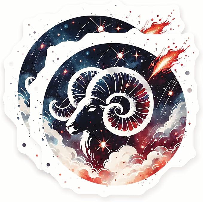 Aries Zodiac Stickers - Astrology Sign - Ram Constellation - 2 Pack - 5
